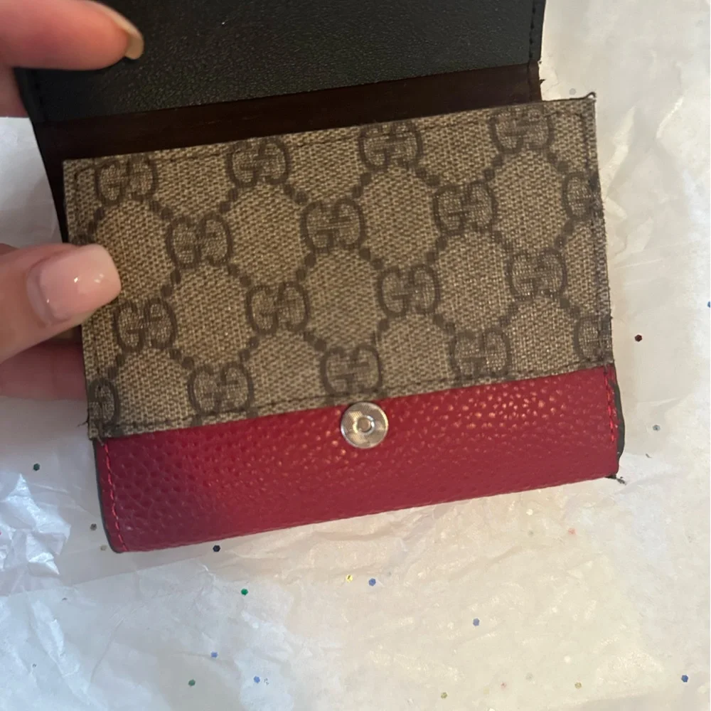REPURPOSEGucci Red and Brown Leather Wallet with Silver-Tone Tiger Head Hardware - Picture 5 of 7